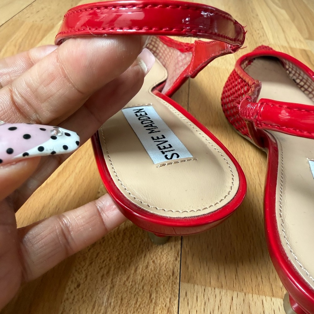 Steve Madden Red Mesh Pointed Slingback Heels fits 7.5 to 8 - Picture 6 of 9